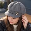 Windproof Pumpkin Beret Hat Thickened Beanies Hat Ear Protection Cap  for Middle Aged Women