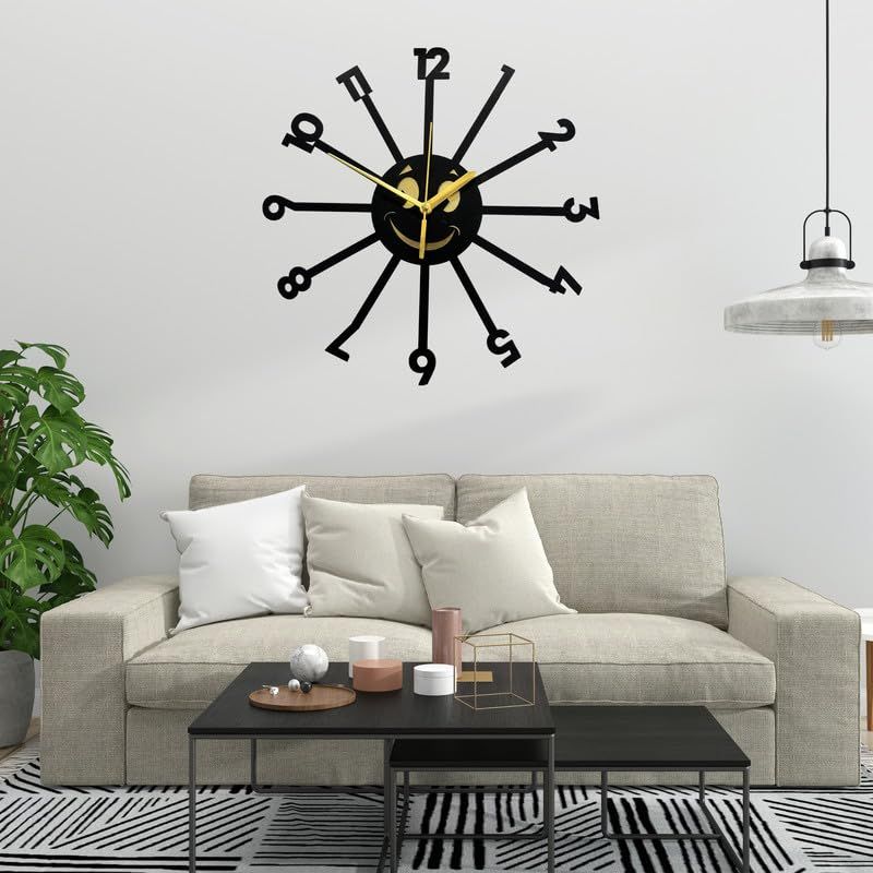 Stylish Modern Classic Design Wall Mount Clocks | Elegant 12-Inch Wall Hanging Timepiece for Home, Office, Living Room, Bedroom Decor (Sun Design)