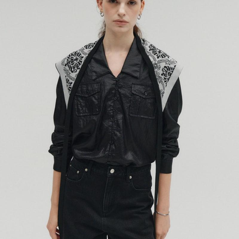 SALTY PEBBLE TWO WAY JACQUARD CAPE KNIT [black]