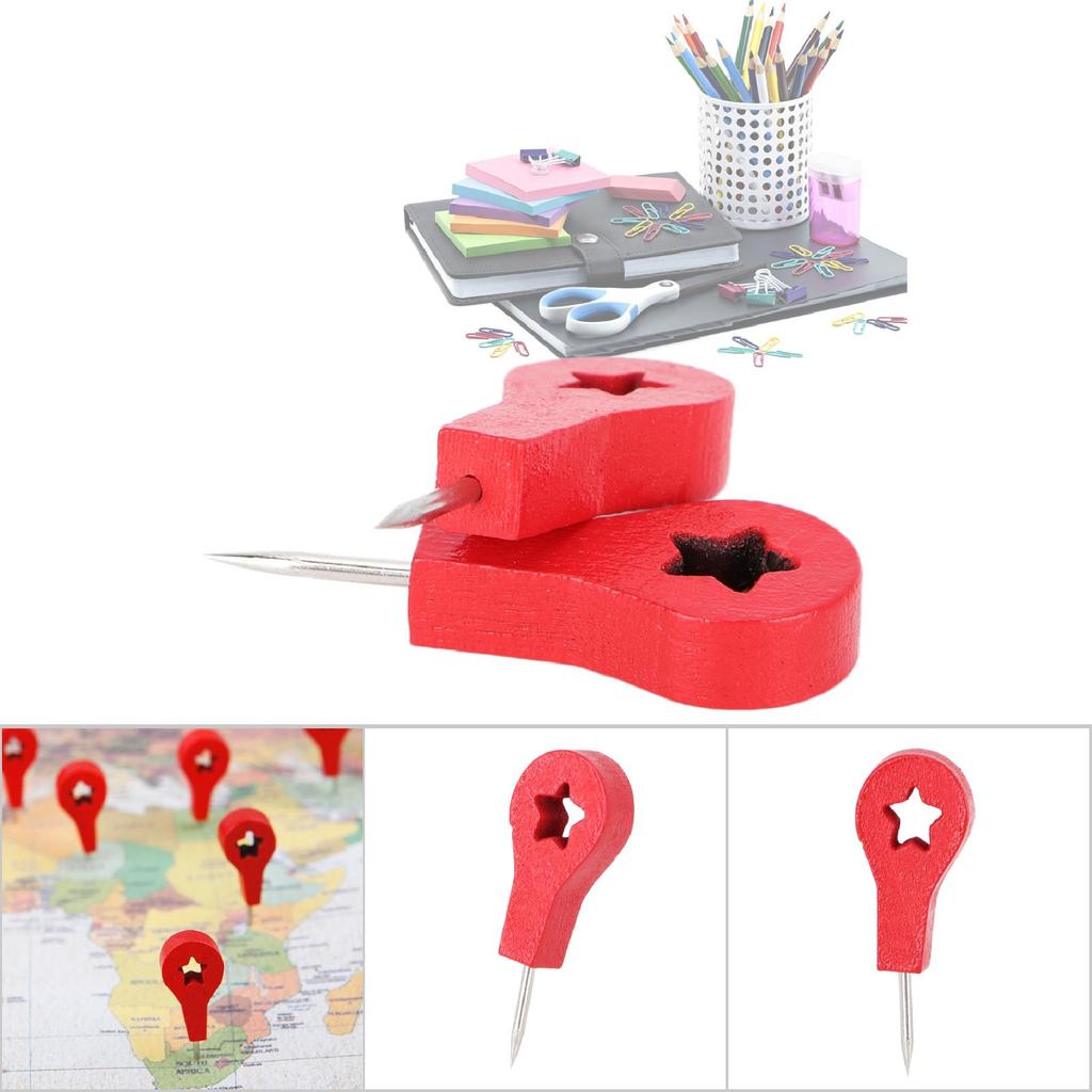 40Pcs Red Map Shape Thumb Tack Fixing Accessories School Stationery Office Supplies