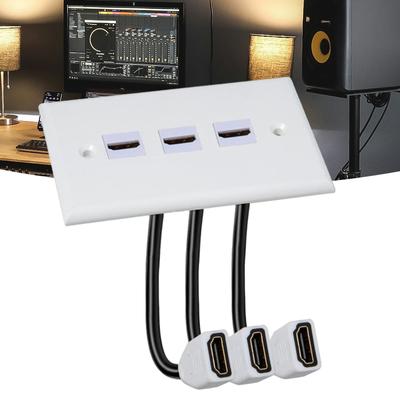 3 Port 4K HDMI Wall Plate Wall Outlet Panel for Home Theater HDMI Socket Coupler Support 4K Ethernet Video Game Systems