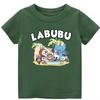 2025 Popular Children's T-shirt Beach Vacation LABUBU Printed Cartoon Style Round Neck Short Sleeved Cute and Versatile Girl's Top