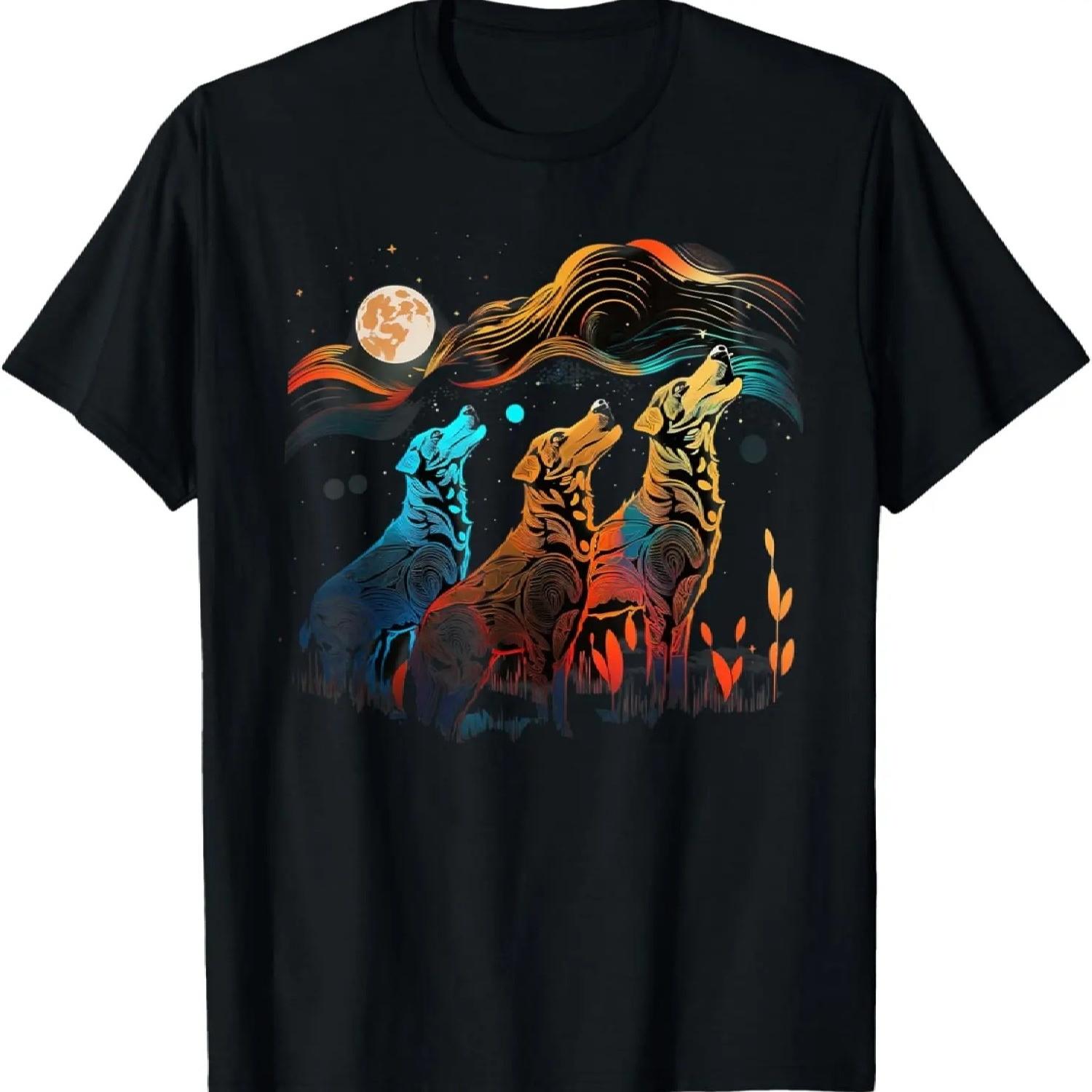 

Aesthetic Black Mouth Cur Dog Howling At Moon T-Shirt XXXXXL різнокольоровий