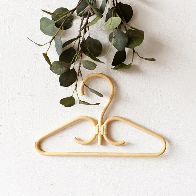 Natural Rattan Handmade Hooks Bedroom Closet Storage Organizer Hangers Clothes Storage Supplies Rack Home Decoration Accessories