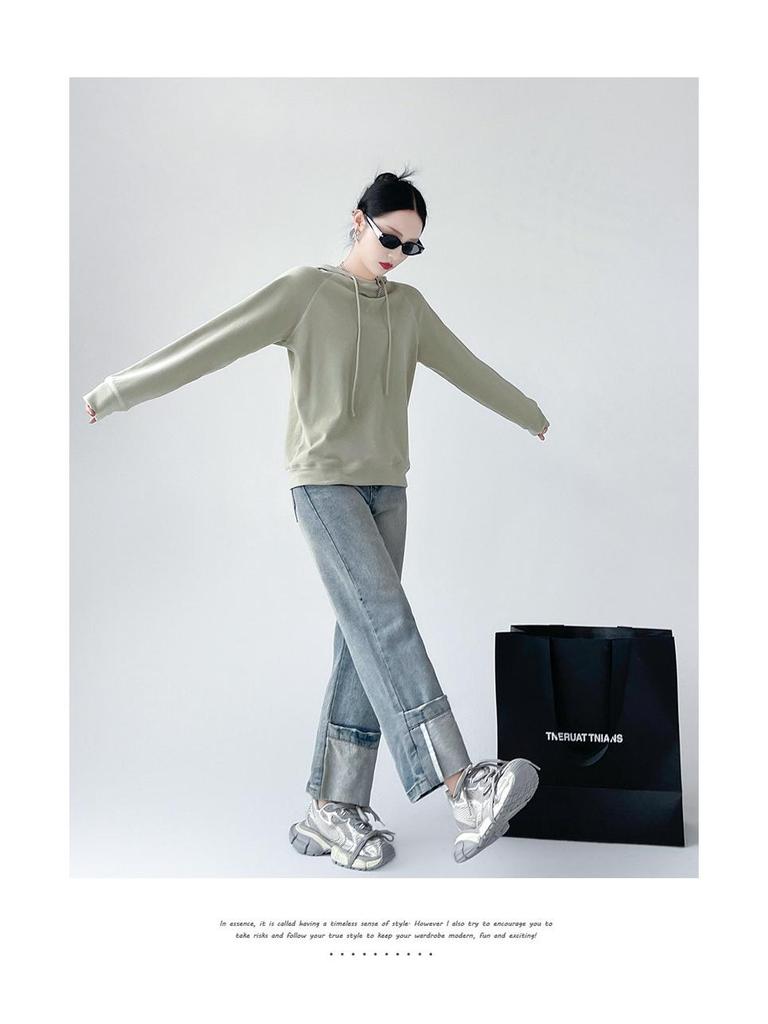 Women's Long-Sleeve Drawstring Hooded Sweatshirt - New Slim Style for Spring and Autumn, Great As Layer or Outerwear