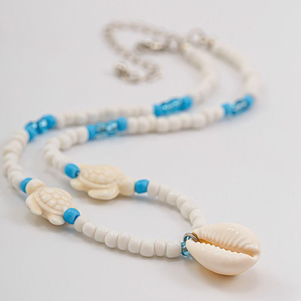Colorful Shell Pendant Necklace Delicate Charm Beaded Necklace  Korean Fashion