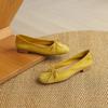 Krazing Pot Suede Fashion Spring Size 42 41 Low Heels Women Round Toe Shoes Ballet Dance Butterfly-knot Shallow Pumps