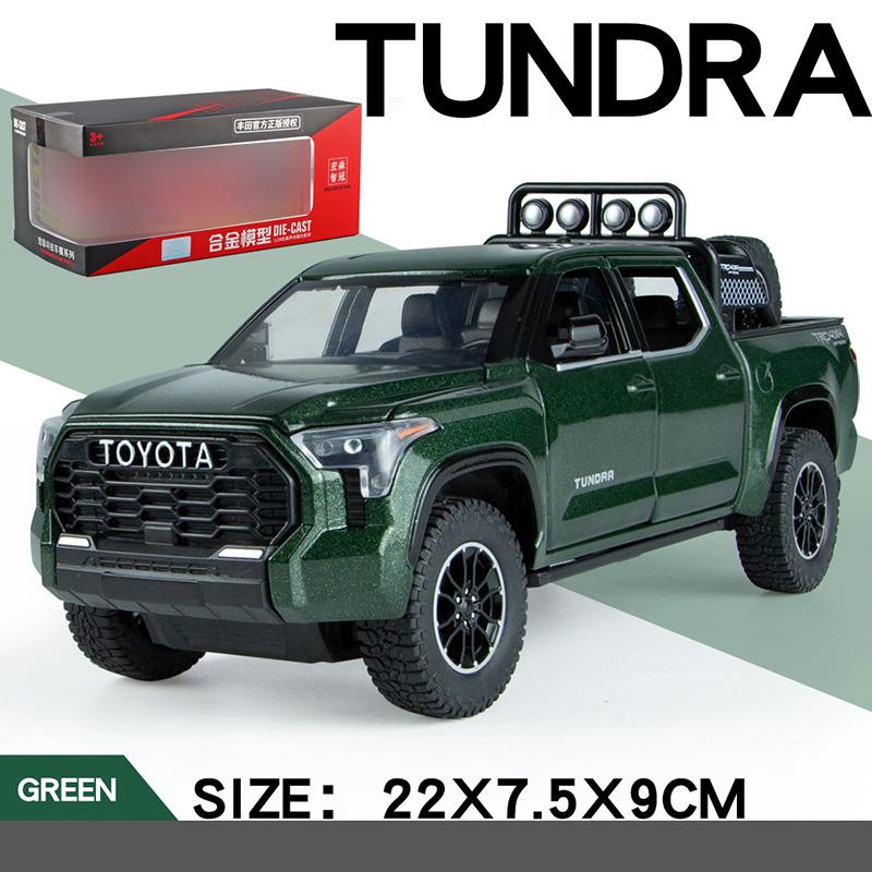 

1/24 Scale Large Toyota Tundra SUV Model Car Diecast Miniature Metal Car Off-Road Vehicle Collection Sound Light Children Toy for Kids зелений