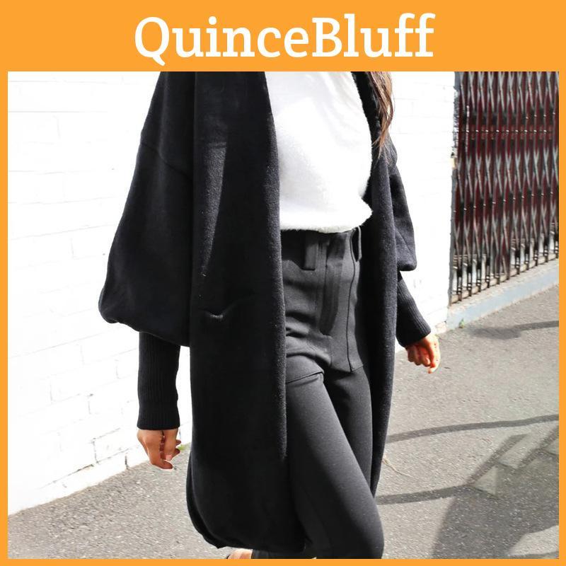 Womens And Autumn Spring Cross Border Bubble Sleeve Solid Colour Buttonless Sweater Cardigan