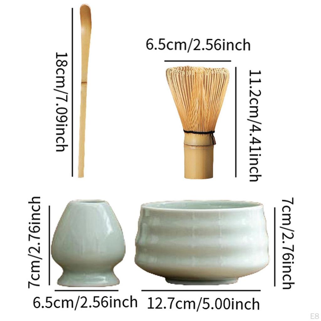4 Pack Matcha Whisk Set, Complete Bowl Tea Making Tool Ceramic Kits,
