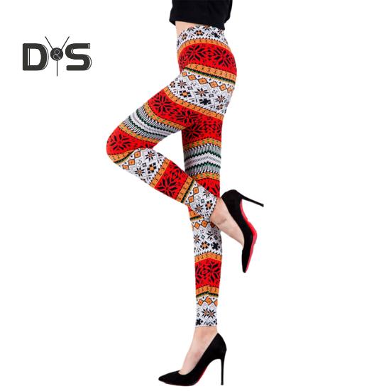 Autumn Winter Women Pants Snowflake Elk Print High Waist Tummy Control Soft Elastic Thermal Skinny Butt lifted Yoga Trousers Lady Leggings