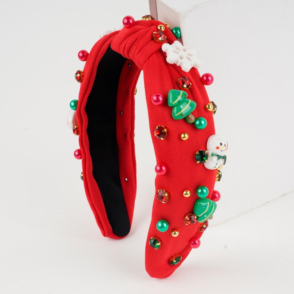 Popular Rhinestone Christmas Hairband Snowflake Bow Santa Claus Headwear Luxurious Cartoon Party Cosplay Props Makeup