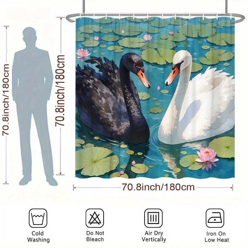 Swans in the Pond Shower Curtain - Water-Resistant, Easy to Clean, Adds an Elegant and Natural Touch to Your Bathroom Decor