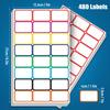 480pcs 1.57x0.98in Blank Writeable Sticker Labels, 8 Colors Self Adhesive Name Tags for Office School, Color Border