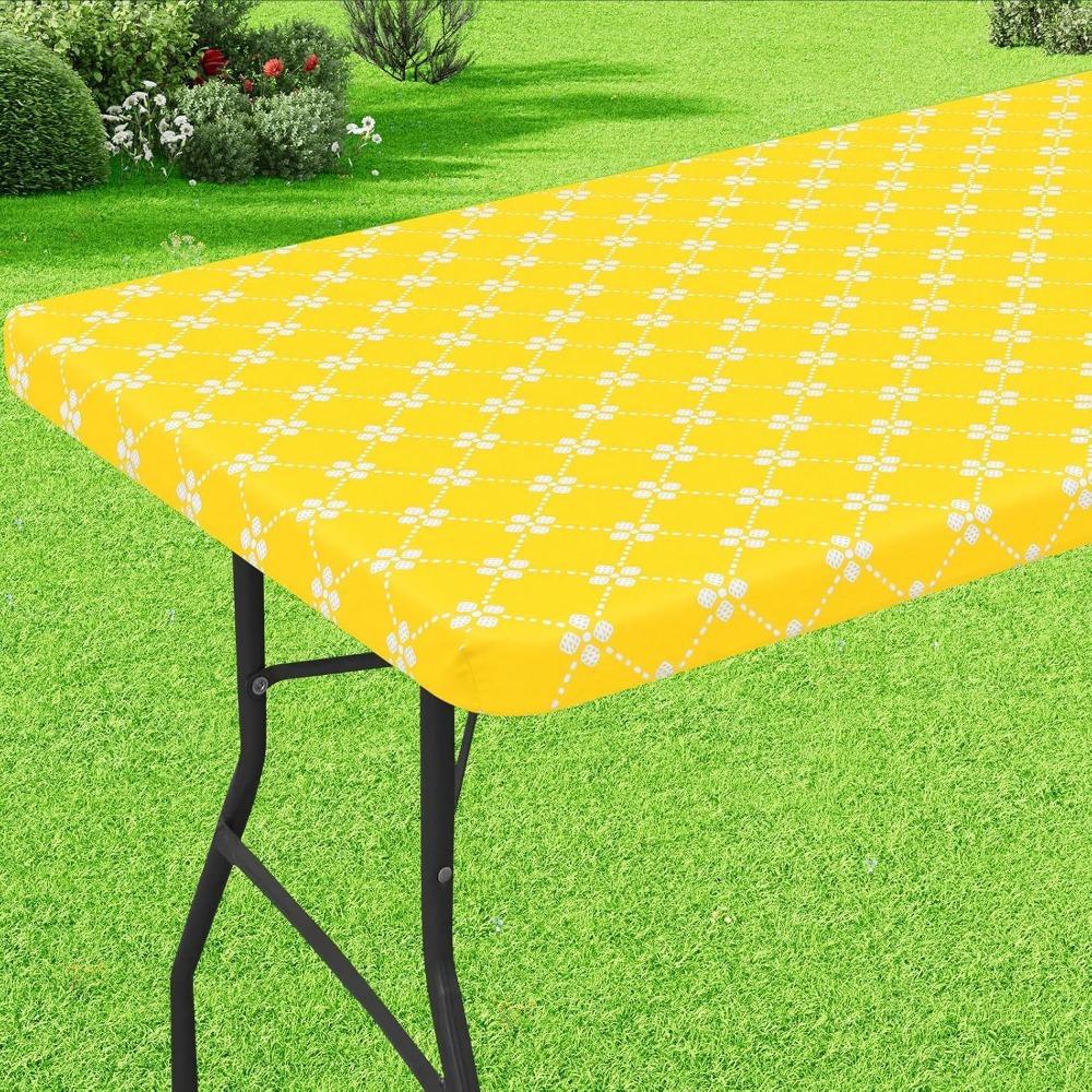 Elastic Edge Elastic Fitted Tablecloth Scratch Resistant Table Linen Table Cover  Camping