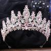 DIEZI Baroque Luxury Rose Red Crystal Tiara Crown For Women Wedding Party New Elegant Bridal Bride Flower Crown Hair Accessories