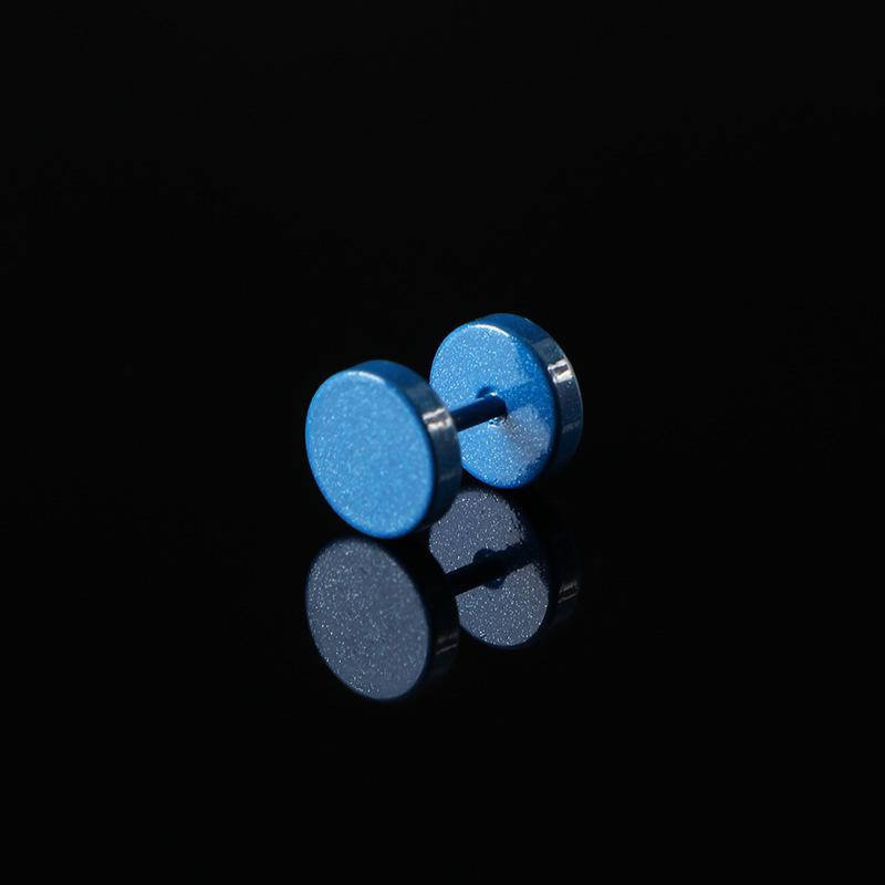 Candy Color Stainless Steel Barbell Earrings: Round Disc Studs for Body Piercing