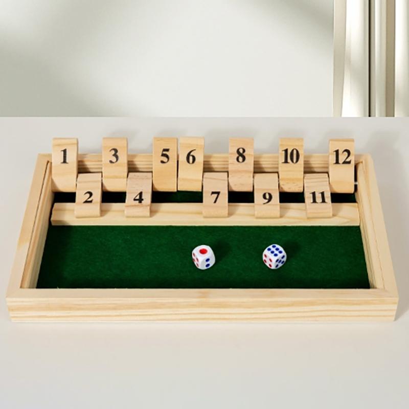 1 Set Wooden Flaps & Dices Game Single Players Pub Bar Party Supplies Shut The Box Dice Board Game For Kids And Adults