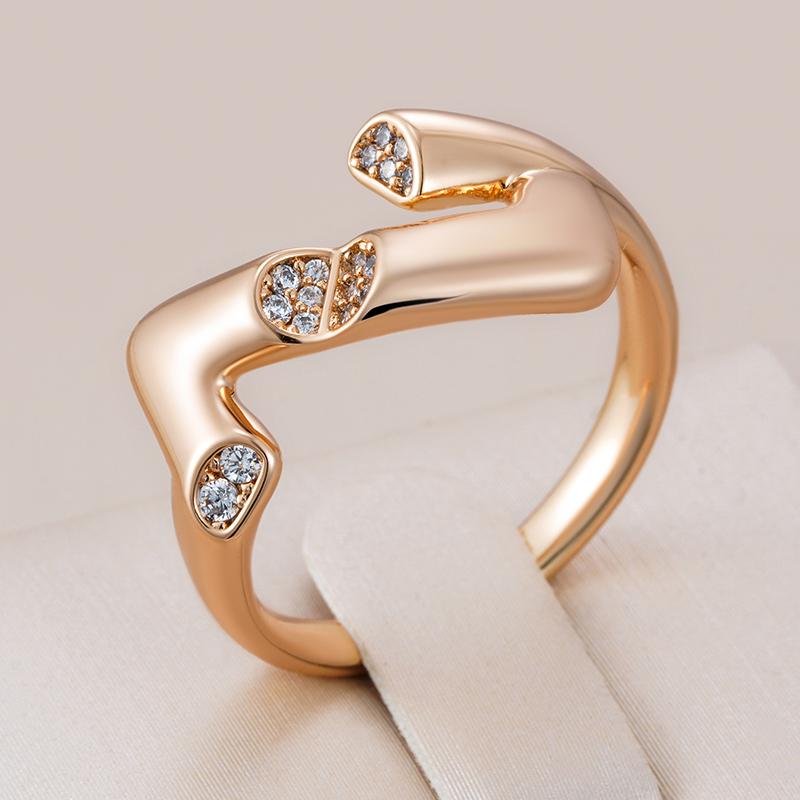 New  Rose Gold Color Unique Geometry  Rings For Women Fashion Natural Zircon Accessories Modern Party Daily Fin Jewelry