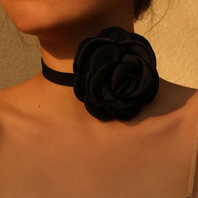 Korean Handmade Fabric Flower Choker Necklace