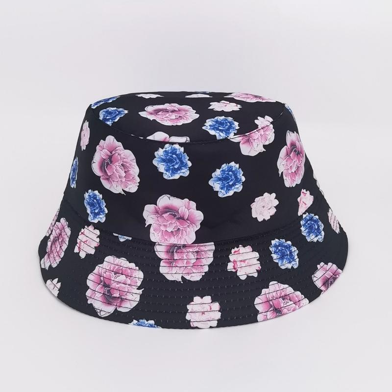 Spring and Autumn Versatile Double-sided Bucket Hat Women's UV-proof Flower Floral Pot Hat Outdoor Casual Pattern Bucket Hat