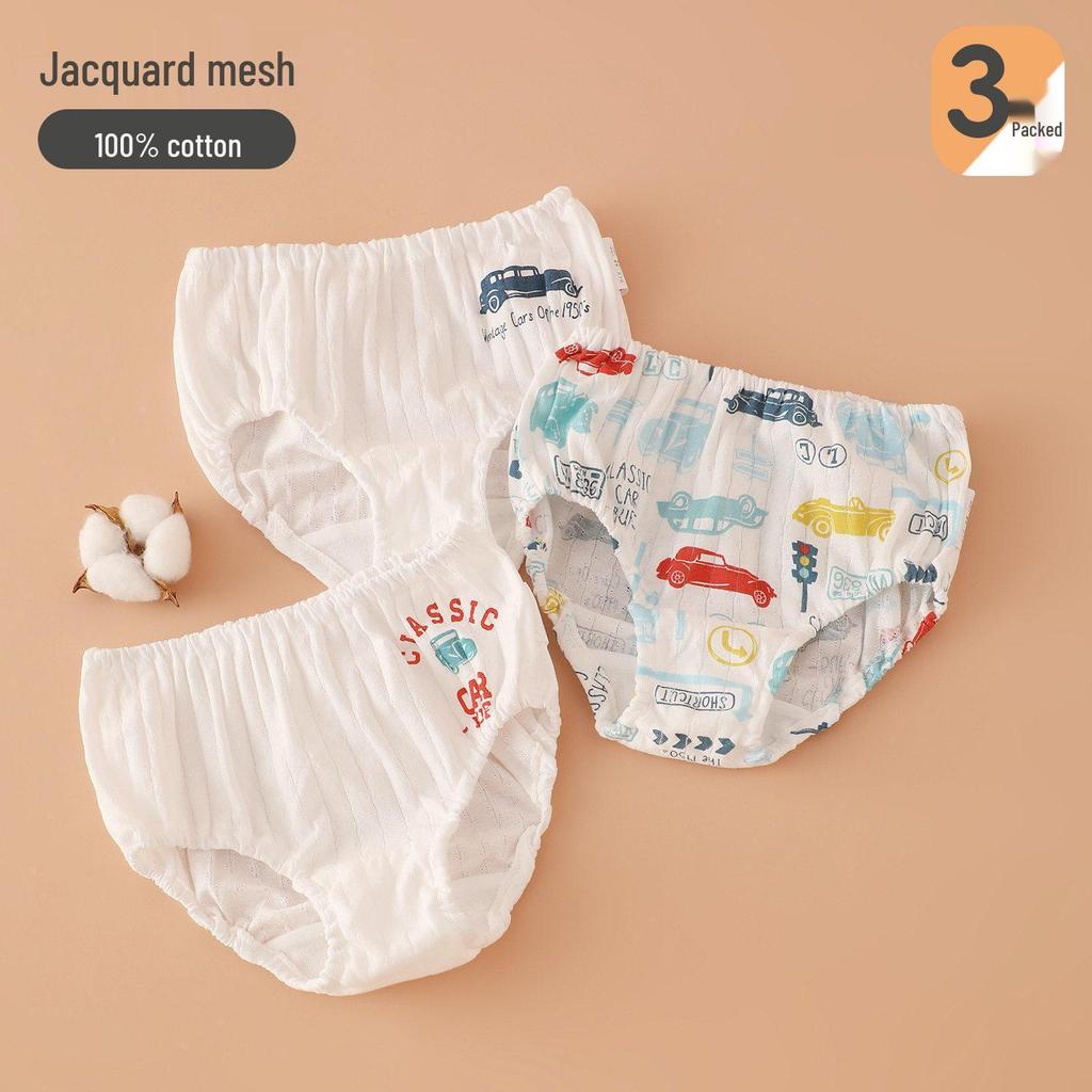 3-Pack Boys' Four Seasons Cotton Briefs - Breathable, No-Pinch Student Underwear