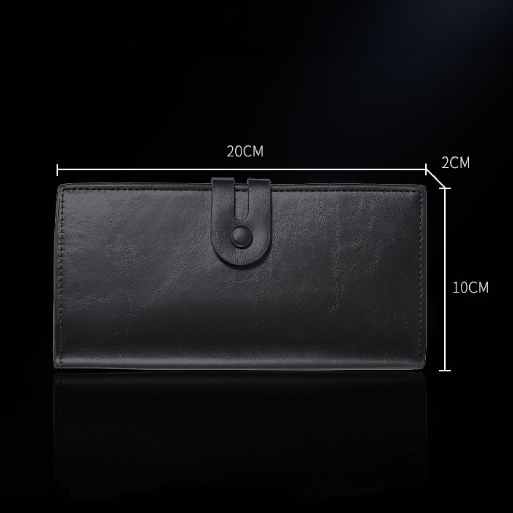 Minimalist PU Leather Men's Wallet Black Coffee Long Style Multiple Pockets High Capacity Retro Coin Purse Men Women