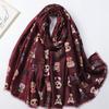 Winter Charming Dachshund Dog Pattern Viscose Shawls Scarf With Glasses- Soft Thick Pashmina Hijab with Playful Kitten Designs