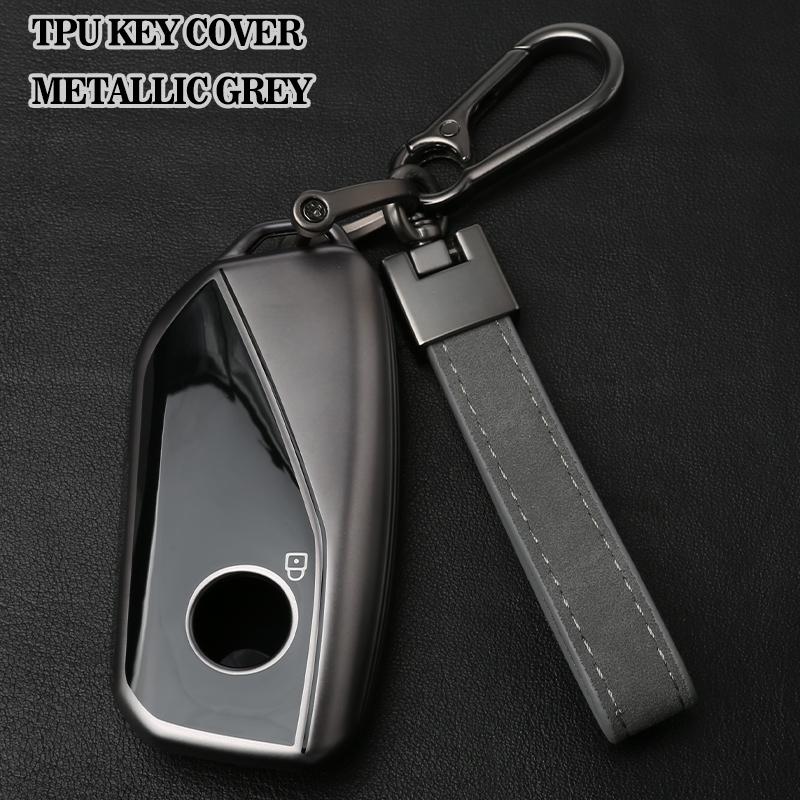 Compatible with BMW Key Fob Cover Soft TPU 2023-2025 New 5 7 Series 740i 760i X1 X5 X6 X7 XM IX IX3 I5 I7 Gray Accessories