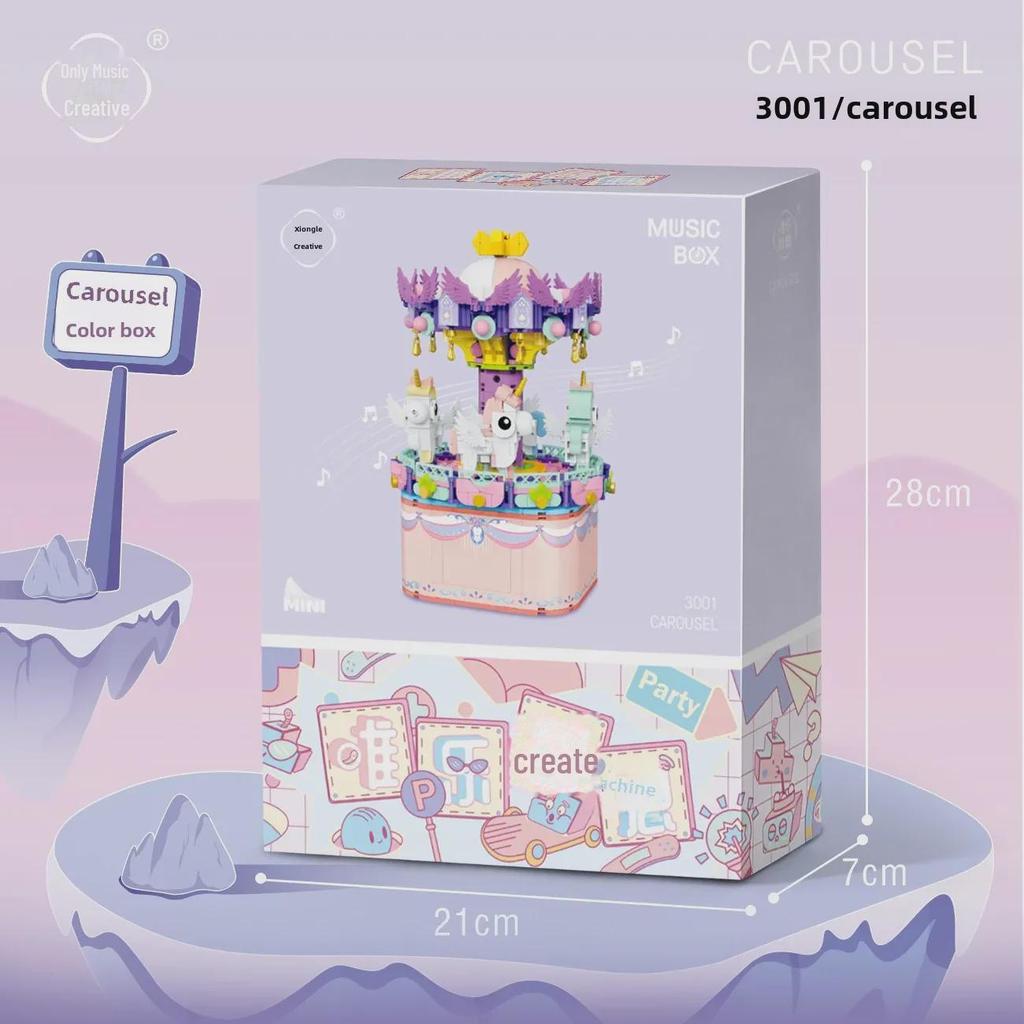3001 Ferris Wheel Music Box Carousel Building Blocks - Valentine's Day Gift for Boys and Girls
