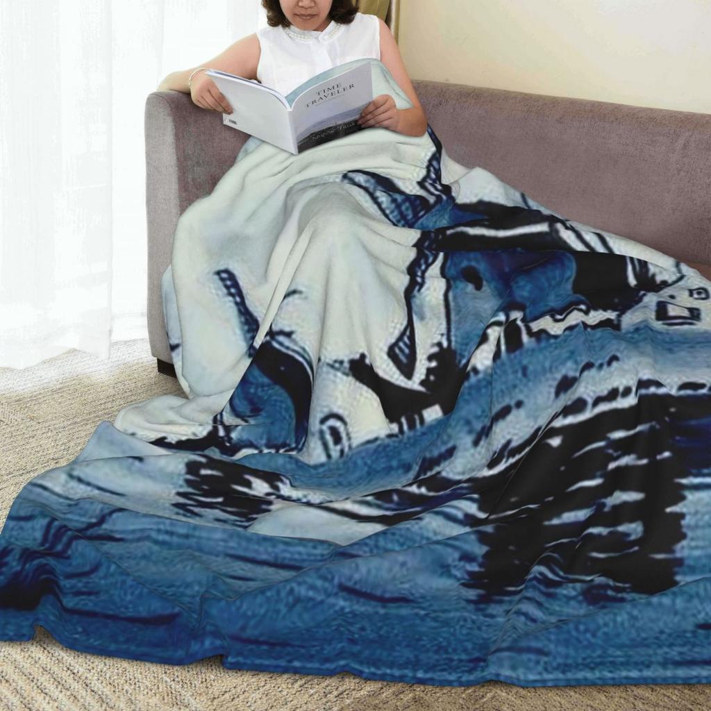 Dutch Blue Delft Vintage Windmill Blanket Fleece Sofa Throw Blanket Breathable for Couch Bedding Office Throws Bedspread Quilt