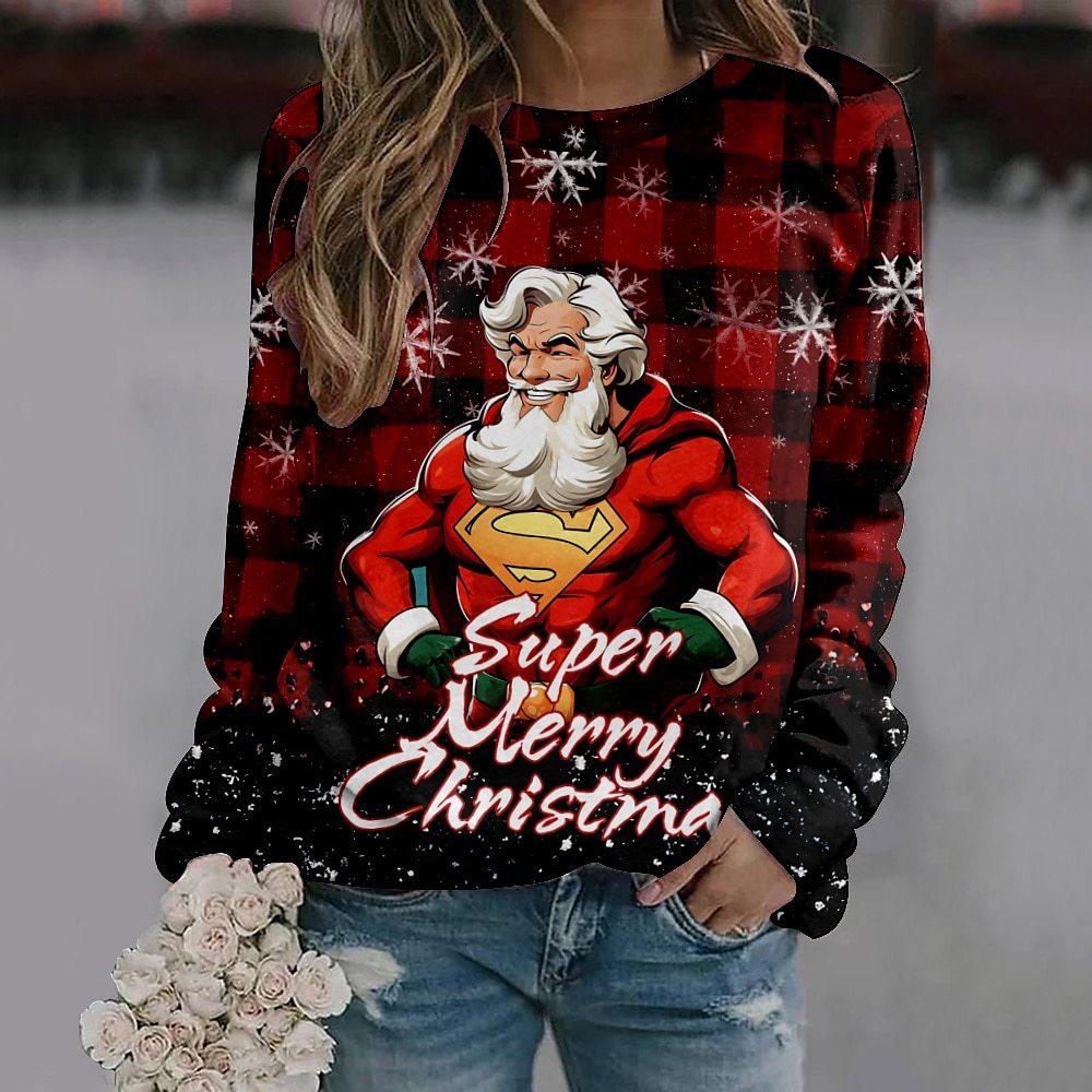 

Осенние 3D мультяшные свитшоты с принтом узора Санта-Клауса, рождественские костюмы для косплея, модные повседневные спортивные женские свитшоты с длинным рукавом 6XL