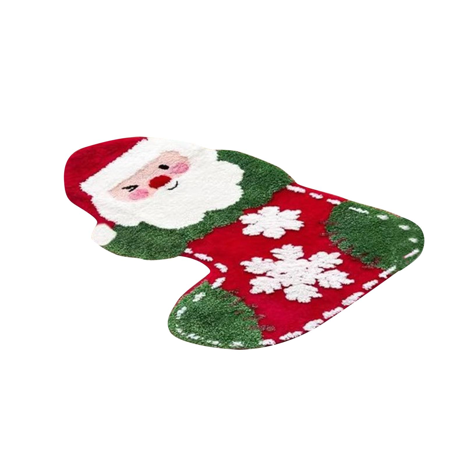 

Christmas Bathroom Rug Decor Area Rug Bath Mat Shaped Mat Non- Soft Bath Rug Machine Washable Rug For Christmas Bathroom Front Door One Size