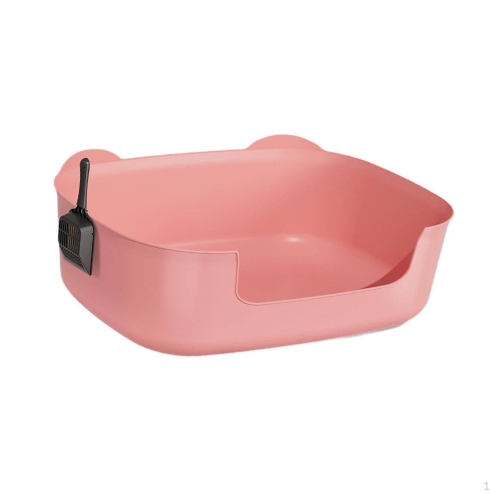 

Туалет для кошек, ящик с совком, лоток высотой 14,5 см, поддон для всех типов кошек розовый