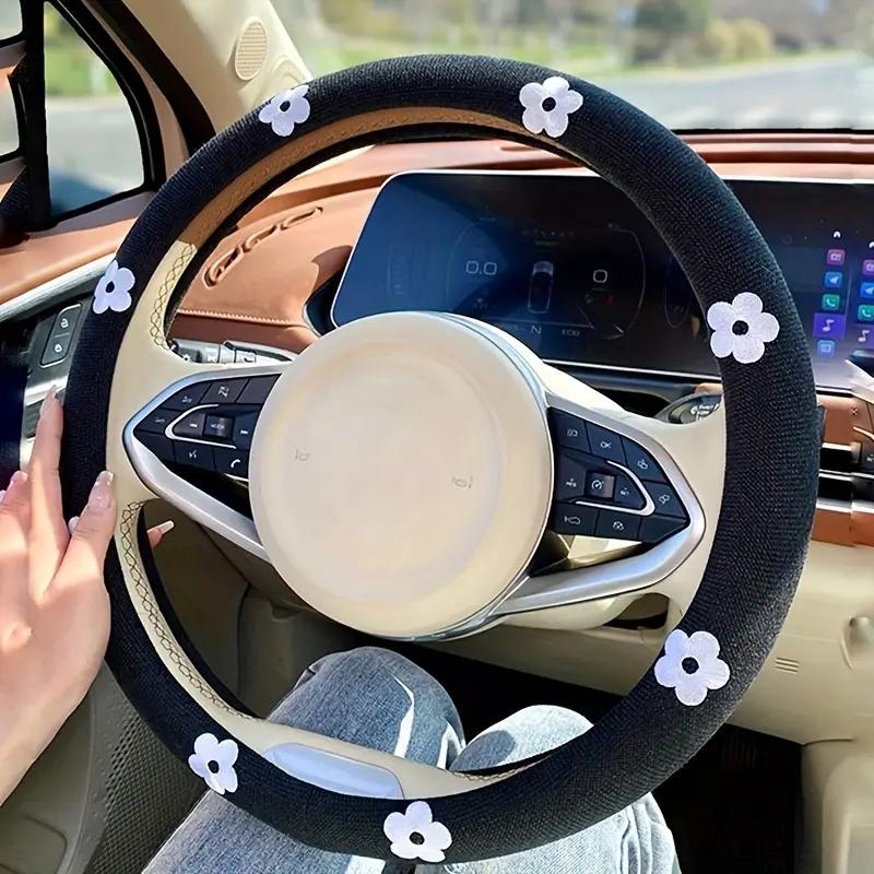 Decoration Knitted Styling Interior Accessories Product Universal Car Cute Daisy Flower Steering Wheel Cover Car Interior