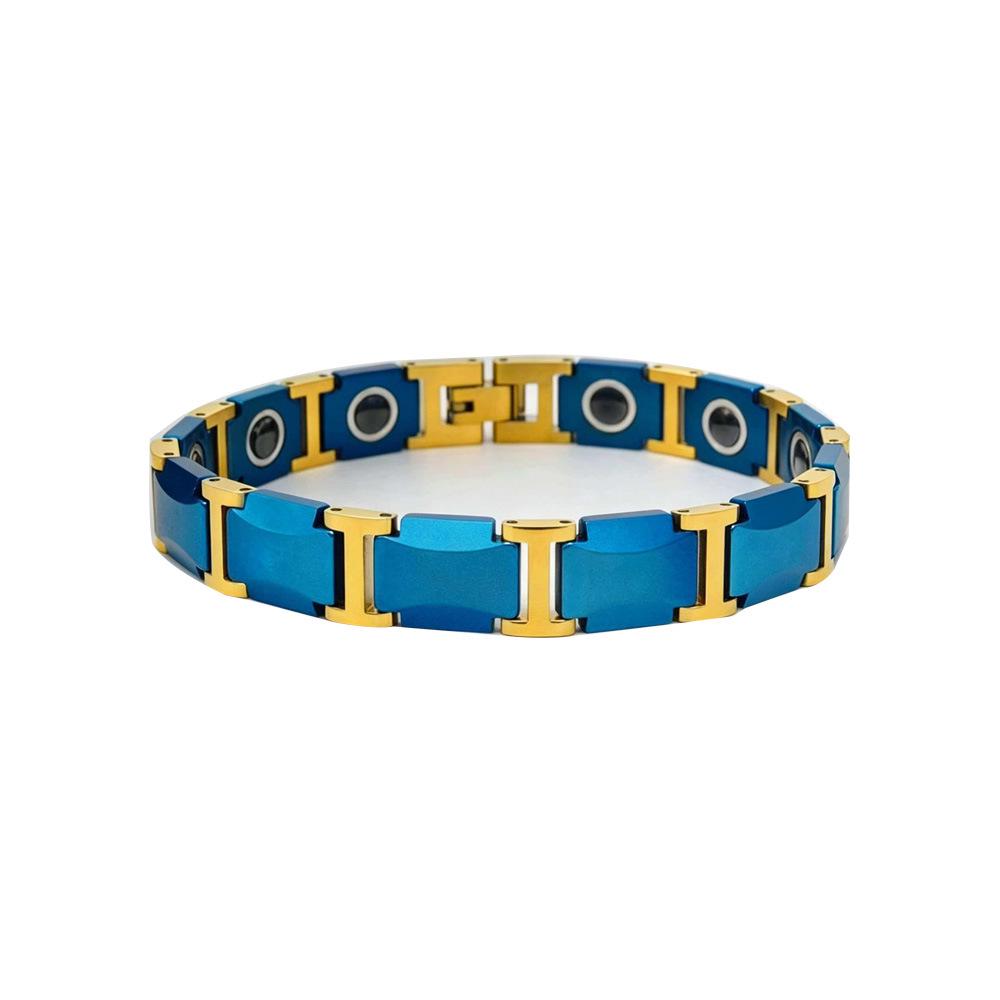 Ceramic Magnetic Men s Bracelet with Double Crescent Design - Multi-Color Electroplated Style 18K