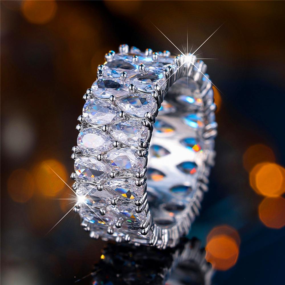 Luxury Female Crystal White Zircon Stone Water Drop Engagement Ring Vintage CopperColor Wedding Jewelry For Women