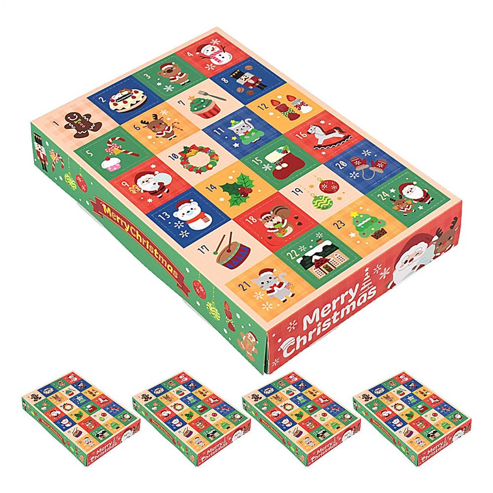 5pcs Christmas Gift Box Christmas Surprise Gift Box 24Grid DIY Kids Countdown Advent Calendar Box Poked With Finger Gift Box 25174cm