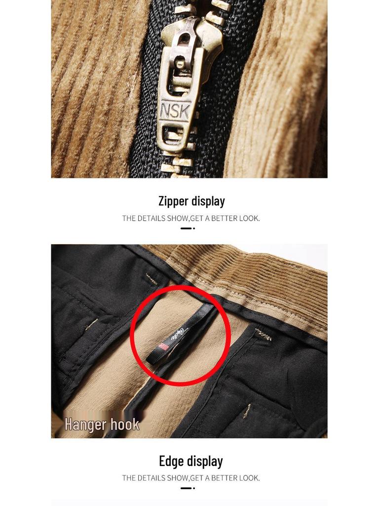 Men's Loose Straight-Leg Corduroy Pants - Pure Cotton Casual Wear for Autumn/Winter