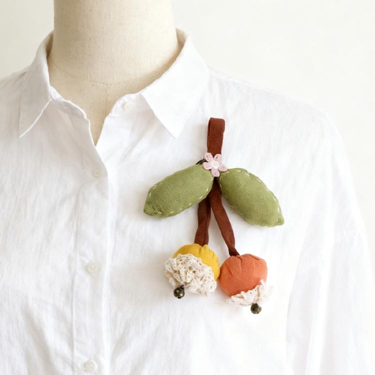 Fabric Fruit Brooch Hawthorn Cherrys Accent Portable For Casual Formal Occasions