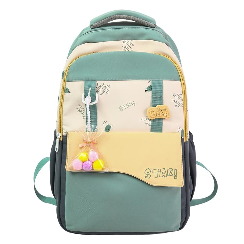 

Рюкзак для ученика средней школы контрастного цвета, женский рюкзак в студенческом стиле зелёный