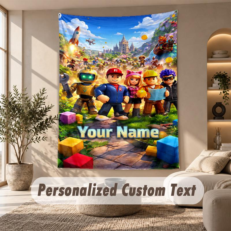 Roblox Tapestry, Personalized Custom Text, Wall Hanging Tapestry For Living Room Home Wall Decor