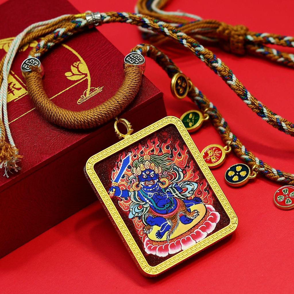 Hand-Painted Tibetan Zodiac Buddha Talisman Pendant Necklace