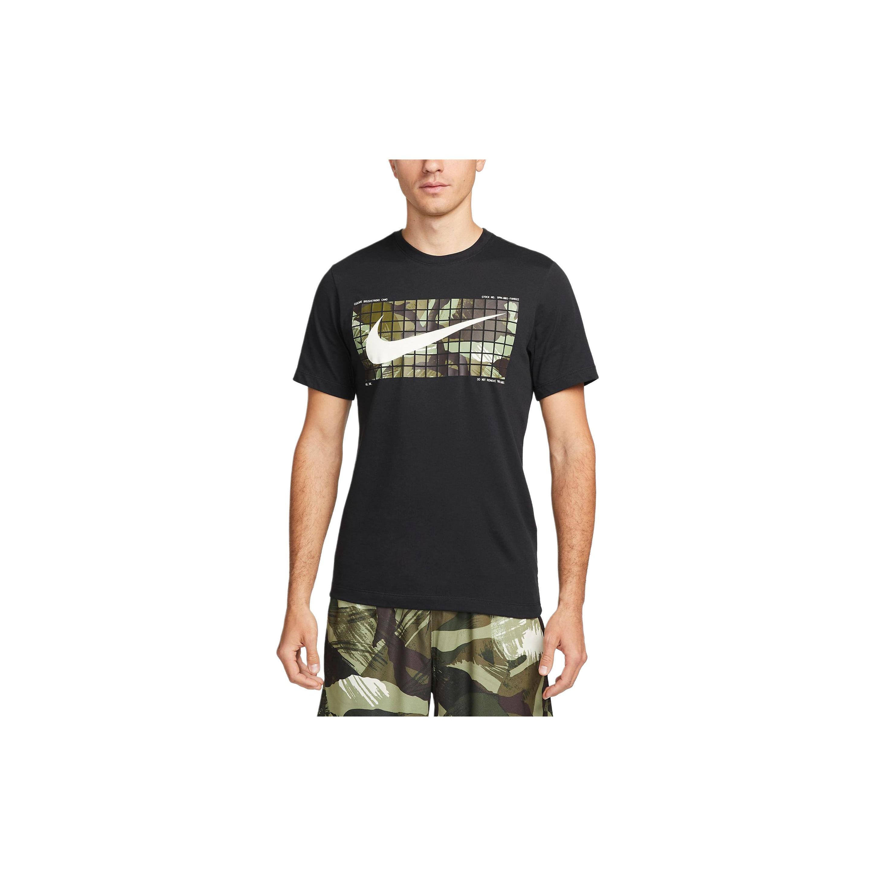 

Nike Мужская повседневная футболка с круглым вырезом и коротким рукавом в клетку, черная FJ7129-010 L