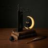 Luminous Pendant Desk Lamp Gothic Metal Bookends with Hanging Light, Cat Raven Ghost Decorative Retro Wrought Iron Book Ends Bookshelf Lamp,