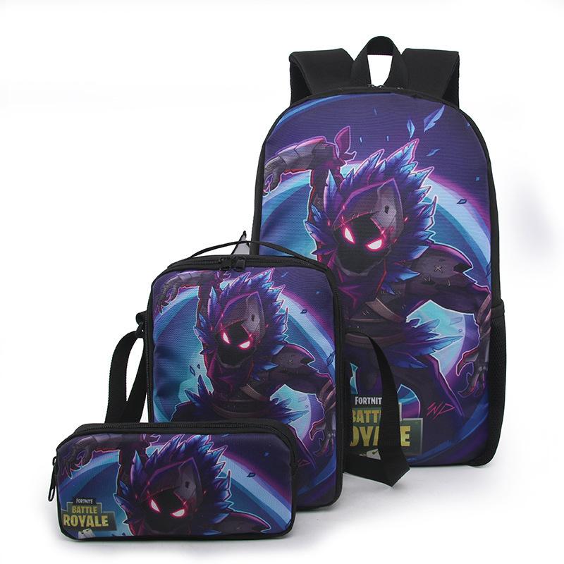 Popular Large-Capacity Backpack 3-Piece Set Anime Cartoon Kids Schoolbag Student Backpack for Boys and Girls