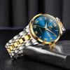 New OLEVS Watches Rome Time Blue Automatic Mechanical Watch For Men Waterproof Stainless Steel Clock