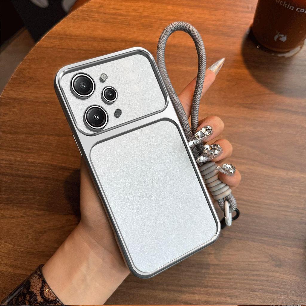 Luxury Big Window Phone Case with Lanyard for Xiaomi Redmi 12 4G Premium Textured Casing