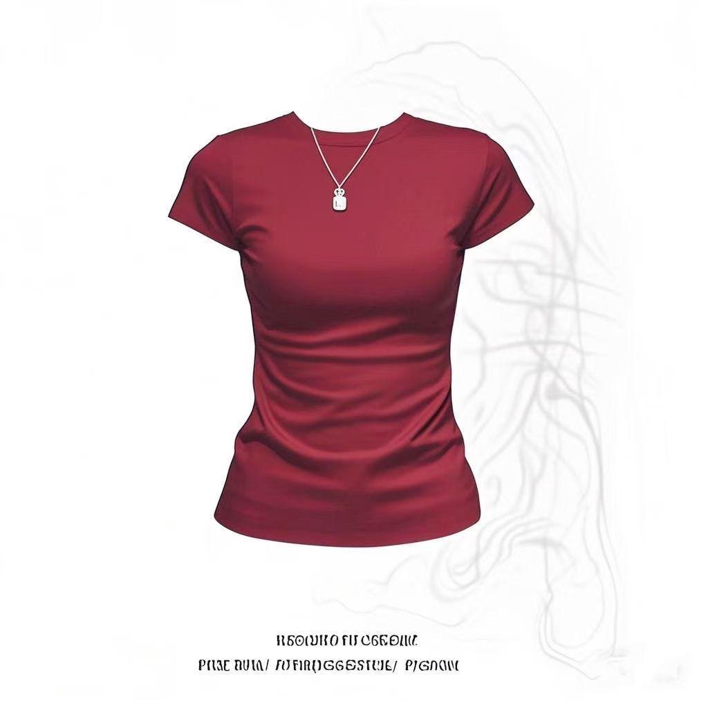 Women's Slim-Fit Crew Neck Short Sleeve T-Shirt Casual Daily Bodycon Basic Top Soft Comfortable Tee