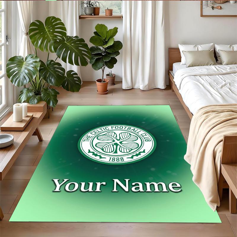 Crystal Velvet Rug Custom Name Text, Soft Non Slip Floor Mat Home DecorCeltic FC